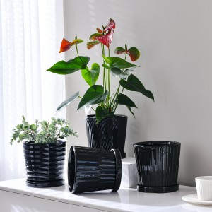 Small Indoor ceramic Planter pot Modern Flowers Pots with Drainage Holes