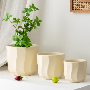 Home gardening ceramic flower pot container set of three