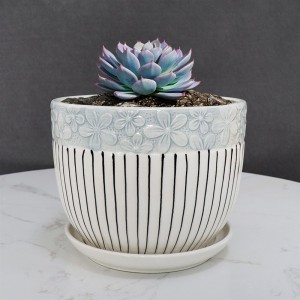 Pot Bunga Keramik Buatan Tangan Bergaris Sederhana Kreatif Pot Bunga Hidroponik Pelapis Bunga Nordic Keramik Grosir Besar