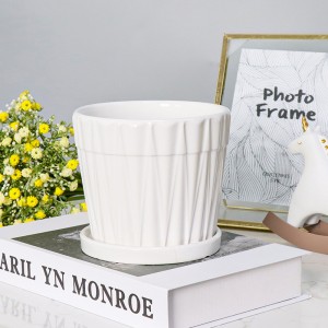 Flower pot ceramic wholesale Amazon white large simple creative desktop flower pot wholesale