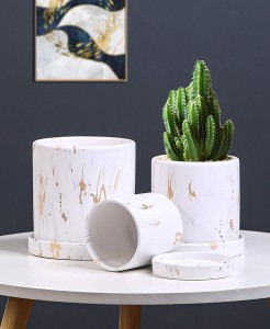 Ghiveci unic de marmură pentru plante suculente |Jardiniera creativă din ceramică