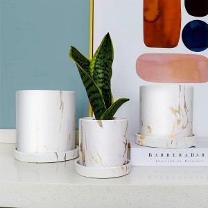 Pot Kembang Marmer Unik pikeun Succulent Plant |Planter Keramik Kreatif