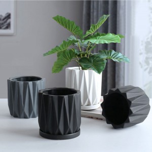 OEM Pot bunga keramik bulat kecil Pot bunga keramik kantor rumah kecil dengan alas