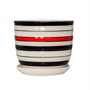 Europejski stół OEM Najlepsze dekoracyjne wazony ceramiczne Tanie wazony wewnętrzne w czarne i czerwone paski 3 zestawy wazonów