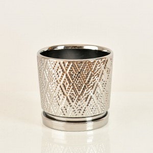OEM Cheap Christmas gifts gold plated flower pot indoor small Decorative silver ceramic plant pots