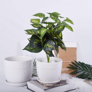 set of 3pcs Modern Indoor white Flower Pot Cylinder Large Ceramic Plant Pot For Home Decor