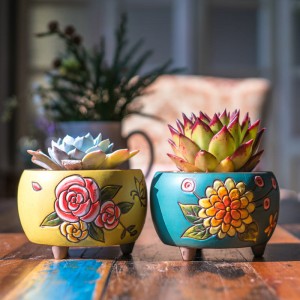 OEM Korea succulent flowerpot Dekorasi taman ngarep pot kembang keramik lucu pot desktop pot cilik