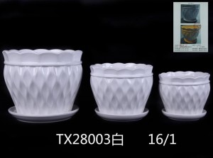 European Style White Ceramic Planters Indoor flower Pot Ceramic Flower Planters with Tray