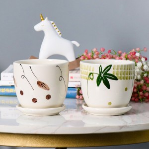 OEM Customized ceramic flowerpots kev muag khoom pheej yig flowerpots muag kub flowerpots qhob pwm