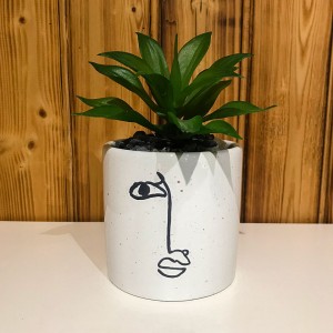 OEM personality cylinder shape plant pots Home decor ceramics Face Planters Pot With Drainage Hole