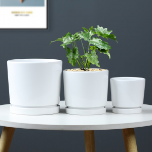 OEM Indoor Garden Home Shitje me shumicë Vazo të vogla lulesh Mbjellëse e bardhë Moderne Set vazosh me bimë qeramike me 3