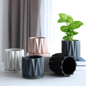 OEM Small round ceramic flowerpot Small home office ceramic flowerpot with base