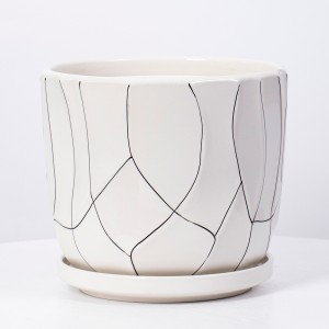 Macetas de cerámica para plantas suculentas modernas para interiores blancas, juego de 3