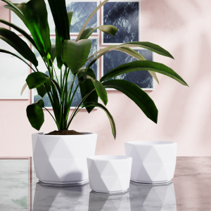 Оптова матова фарба Diamond Flower Pot Indoor Garden Ceramic Plant Pots Set of 3