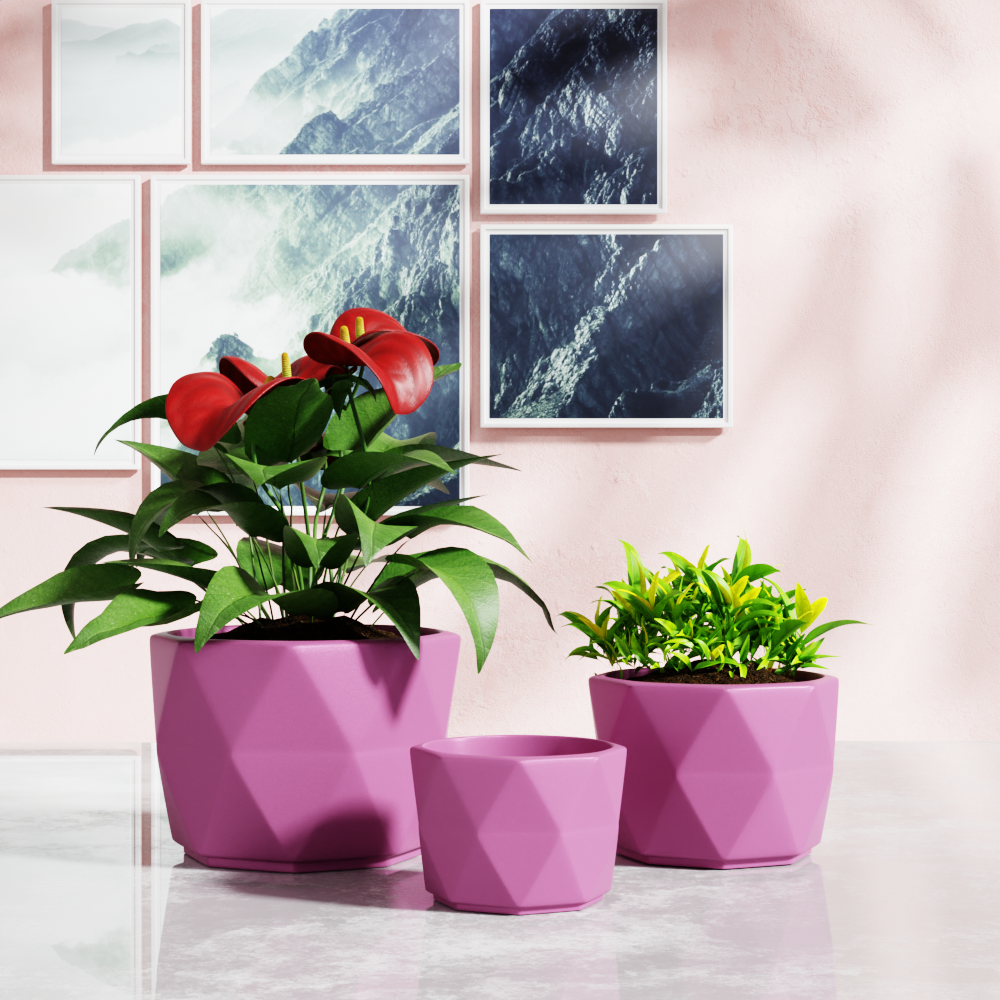 China Manufacturer for Ceramic Garden Pots - Wholesale Frosted paint Diamond Flower pot Indoor Garden ceramic Plant Pots Set of 3 – Tongxin
