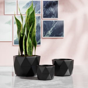 Wholesale Frosted paint Diamond Flower pot Indoor Garden ceramic Plant Pots Set of 3