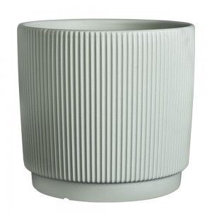 Wholesale Garden Indoor striped Flower Pots Decor White Modern Small Ceramic Plant Pots