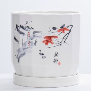 ປັບແຕ່ງ Chinoiserie Glazed Indoor ອອກແບບດອກກຸຫຼາບດອກໄມ້ສີຂາວຂະຫນາດນ້ອຍ Pots Ceramic Plant ຊຸດ 3