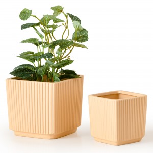 Stripe Planter Pot Outdoor Bonsai Flower Container Ceramic Plant Pots Set of 3
