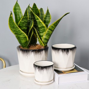 Stylish Nordic Ink Flower Pot Set for Modern White Garden Decor