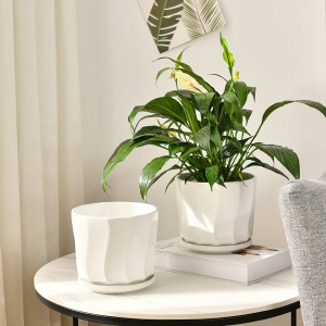 Barato nga Indoor White Small Flower Pot Ceramic Flower Pot