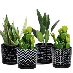 Jardinieră modernă din ceramică neagră de 5,5 inchi