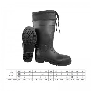 Μπότες βροχής CE Winter PVC Safety με ατσάλινο δάχτυλο και ενδιάμεση σόλα
