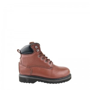 6 Inch Brown Goodyear Safety Shoes mei stielen tean en plaat