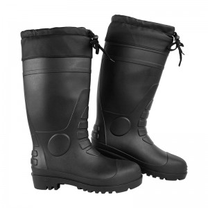 CE Зимски ПВЦ заштитни чизми за дожд со челичен врв и среден ѓон