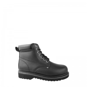 Czarne buty ze skóry licowej Goodyear Welt ze stalowymi noskami i podeszwą środkową
