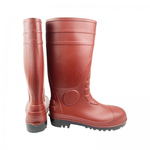 CE Anti-static PVC Safety Rain Boots သည် သံမဏိခြေချောင်းနှင့် အလယ်အလတ်ဖိနပ်များ