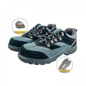 Summer Low-cut PU-sole Safety Sepatu Kulit karo Steel Toe lan Midsole