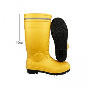 Reflective Sab saum toj Hlais PVC Safety Rain Boots Botas De Lluvia