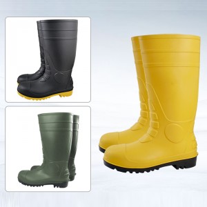 Top Cut Steel Toe Cap PVC Rain Boots Botas De Lluvia