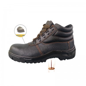 მოდური შავი S3 PU-ძირის საინექციო უსაფრთხოების ტყავის ფეხსაცმელი