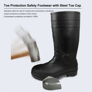Μπότες βροχής ασφαλείας CE ASTM AS/NZS PVC με ατσάλινο δάχτυλο και ενδιάμεση σόλα