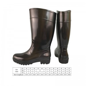 Црни економични PVC чизми за дожд отпорни на лизгање и хемикалии за мажи