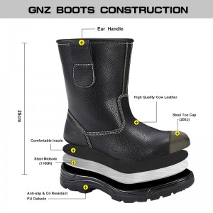 10 pulgadang Oilfield Safety Leather Boots na may Steel Toe at Midsole
