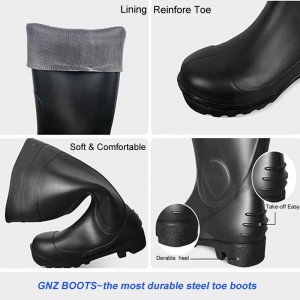 CSA လက်မှတ်ရ PVC Safety Rain Boots များသည် Steel Toe နှင့် Midsole တို့ဖြစ်သည်။