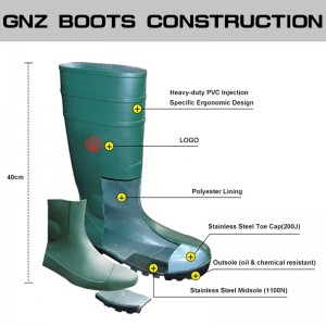 CSA Certified PVC Safety Rain Boots karo Steel Toe lan Midsole