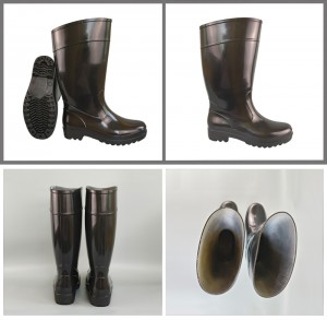 Սայթաքուն և քիմիական դիմացկուն սև էկոնոմ PVC անձրևային կոշիկներ տղամարդու համար