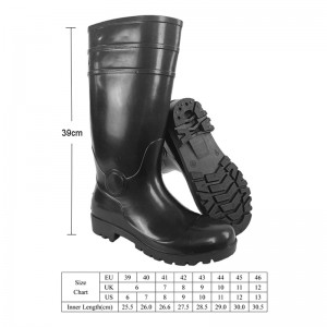 Economy svarte PVC regnstøvler med ståltå og mellomsåle