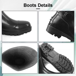 حذاء مطر آمن من مادة PVC أسود اقتصادي مع مقدمة فولاذية ونعل أوسط