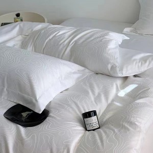 Juego de sábanas 100% algodón con bordado clásico, juego de sábanas blancas para hotel