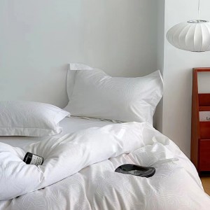 100% Cotton Klasik Bordir Bedding Set Putih Hotel Bedding Sheet Set