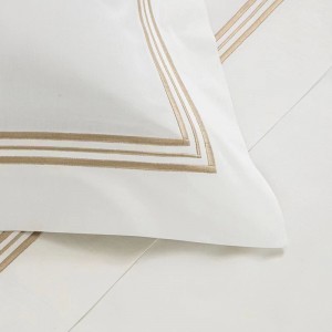 Juego de cama bordado clásico 100% algodón White Hotel