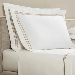 Conjunto de roupa de cama bordado clássico 100% algodão branco hotel