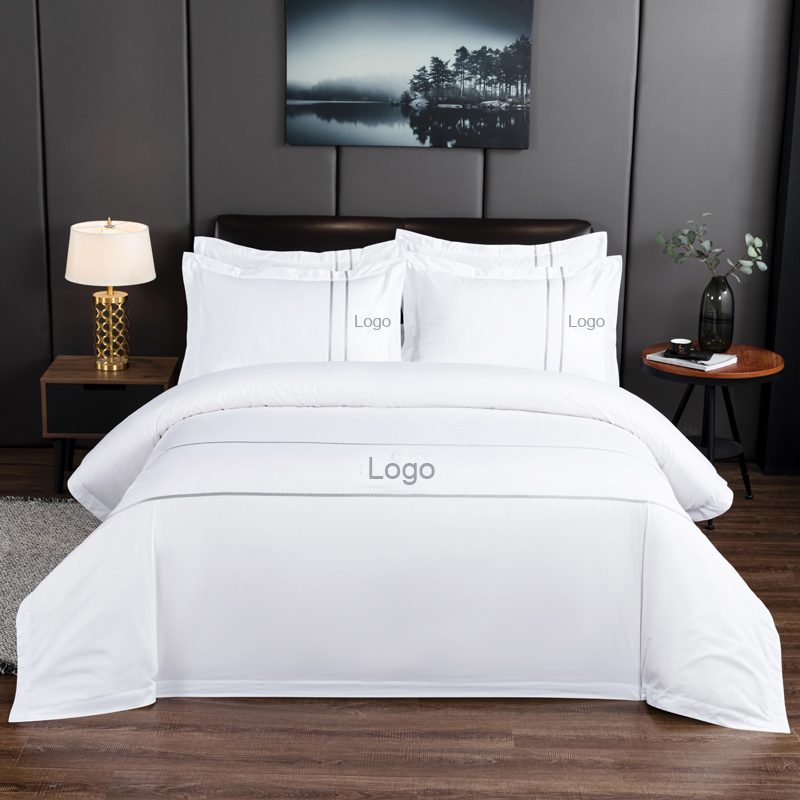 Luxury Hotel Embroidery Linen Comforter Cover Bed Sheets Set