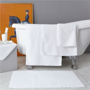 Supply Hotel Alfombra de baño Jacquard antideslizante de algodón branco de alta calidade que absorbe a auga