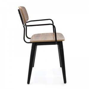 China Factory industrial dining chair metal wood dining chair industrial armchair restaurant chair